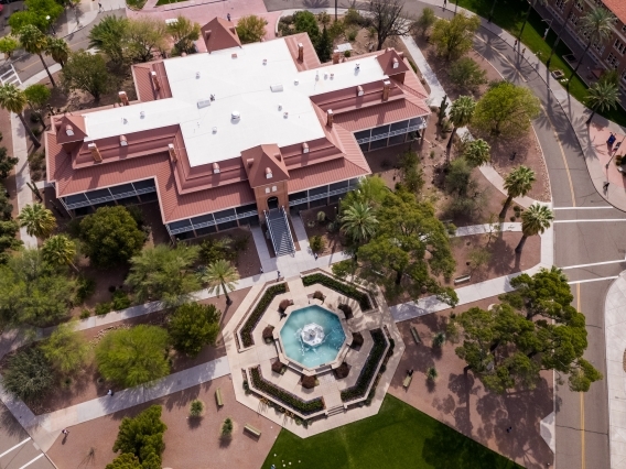 aerial photo of old main